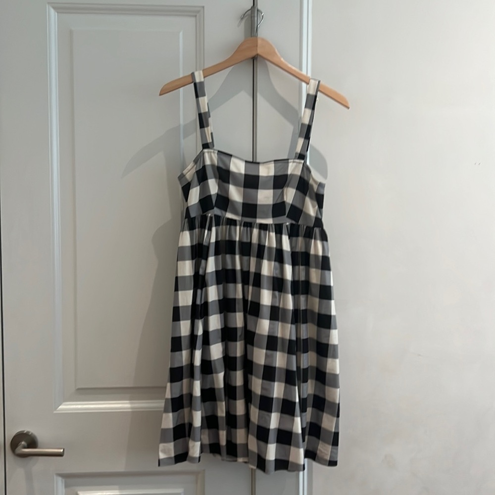 Kate Spade New York black and cream gingham babydoll dress